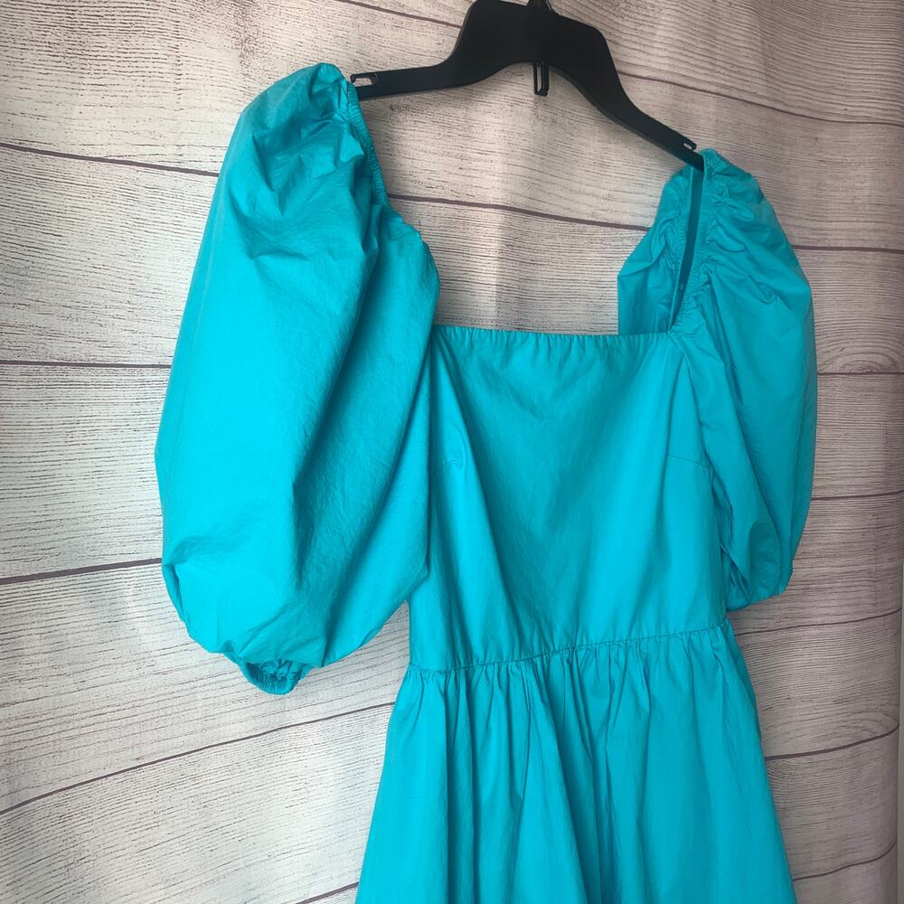 A New Day Blue Puff Sleeve Dress On or Off Shoulder Cutout Back Size Small - Picture 12 of 13
